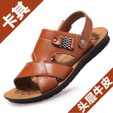 Non-Slip Sandals Cow Leather Men's Soft Bottom Wear-Resistant Slippers Dual-Purpose Breathable