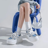 Breakj Sole Small White Shoes Female 2024 Autumn New Fashion Rivets Small Show Thin Loose Cake Shoes Lace Casual Sports