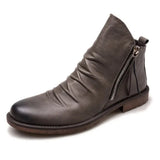 Men's PU Leather Chelsea Boots Fashion High-top Tassel Zip Shoes Spring Autumn Ankle Boots for Men Comfort Plus Size
