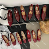 Jane Shoes French Designer Women Shoe Spring New Vintage Single Shoe Simple Red Leather Shoe Elegant Woman Shoe Low