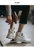 Autumn winter canvas shoes British style Martin boots women's lace-up thick-soled flip-up women's