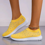 Fashion Crystal Platform Sneakers Women 2024 Plus Size Breathable Mesh Flats Woman Comfy Slip On Non-Slip Running
