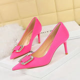 Breakj 6 Fashion Banquet Women's Shoes Heel High Heel Shallow Pointed Water Diamond Buckle Single Shoes High Heels