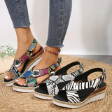 Women's Wedges Sandals Ladies Summer Casual Platform Fashion Open Toe Print Rome Sandals Female Beach Sandals Sandalias De