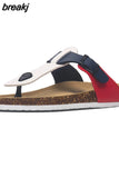New Beach Cork Flip Flops Slippers 2023 Casual Summer Women Mixed Color Print Unisex Slip on Slides