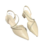 Summer New Women's Fashion Comfortable High Heels Women's Shoes Slip-on Pointed Toe Rhinestone Sandals Zapatillas