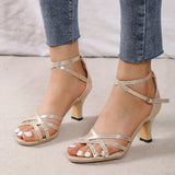 Size 43 High Heel Gladiator Sandal Women Ankle Cross Strap Summer Sandals Woman Open Toe Sandalias De Mujer Verano