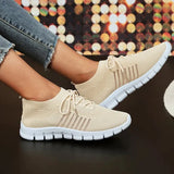 Breathable Knitted Sport Sneakers Women 2023 Autumn Plus Size Soft Soft Walking Shoes Ladies Slip On Mesh Casual