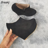 Autumn Winter Boots For Women Wedges Platform Flock Women's Ankle Fashion Short Boot Shoes