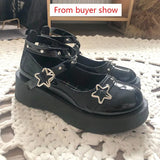 Lolita shoes Women heels platform mary janes Star Buckle Strap Mary Janes Women Cross-tied Girls Rivet Casual kawaii