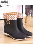 Women Rubber Boots Elegant Short Ankle Rain Boots Fall Autumn Rain Day Waterproof Woman Shoes Rain Boots Women