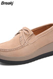 New Autumn Women Roud Toe Sneakers Faux Suede Platform Loafers Slip On Casual Moccasins Ladies Walking Shoes Driving