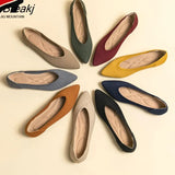 Flat Shoes Women Pointed Toe Single Shoes Spring And Autumn Simple Woman Shoes Solid Color Latex Insole Plus Size