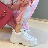 Women Shoes New Chunky Sneakers For Women Lace-Up White Vulcanize Shoes Casual Fashion Dad Shoes Platform