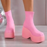 Shoes for Women 2023 New Round Toe Boots Plus Size Punk Gothic Shoes Comfortable Wedge Female Ankle Boots Botas