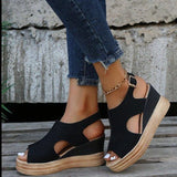 New Women's Casual Wedge Sandals Comfy Open Toe Glitter Color Golden Women's Summer High-heeled Sandals Sandalias De