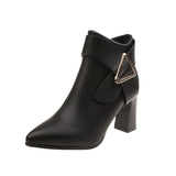 Spring/summer New Korean Version of High Heel Short Boots Female Thick Heel Pointed Fashion Short Ankle Boots
