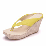 Queen Platform Wedges Flip Flops High Heels Slippers White Beach Sandals Bohemia