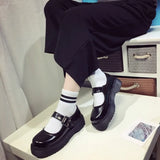 Lady Maid Uniform Performance Buckle Round Head Thick High Heel Muffin Thick Sole Single Shoe Cosplay Women