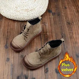 Retro Short Boots Japanese Thick-Sole Students Doll Shoes Mori Round Head Lace-Up Ankle Boots College Wind Womens