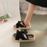 De Tacon Internet Hot Women Shoes Summer Fairy Style 2023New Improve Fashion Student Platform Roman Lady Flat