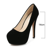 Women Pumps Fashion Flock Womens Sandals 14cm Platform Wedding Pumps Casual Thin Heels Womens