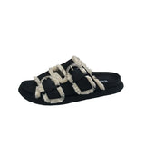 Summer Fringe Women Thick Heel Platform Slipper Casual Double Buckle Non-slip Outside Slip on Slides