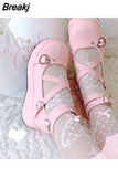Wedges Mary Janes For Women Pumps 2023 Spring Summer Brand New Gothic Style Comfy Women Office Lady Shoes Big Size