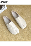 Women Flats Tabi Ninja Moccasins Round Split Toe Shallow Lazy Slip On Slingback Mules Leather Shoes Soft Loafers Slip