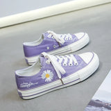 New Korean Style Ulzzang Daisy Canvas Shoes for Women 45 White Black Yellow Green Purple Color sneakers