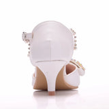Queen Women Sandals Sexy White 5CM High Heels Bow Luxury Rhinestone Tassels Wedding Party Mary Jane