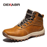 Classic Winter Warm Men Boots Split Leather Outdoor Snow Boots Handmade Waterproof Working Non-slip Ankle