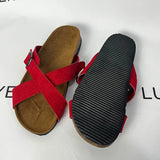 Cross Strap Red Flat Slippers for Women Plus Size 43 Non Slip Cork Sandals Woman 2023 Summer Platform Beach Flip