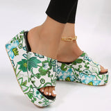 Women's Summer Shoes 2023 Casual Thick Sole Wedge Slippers Flip-flops Outdoor Beach Fish Mouth Shoes Popular Print
