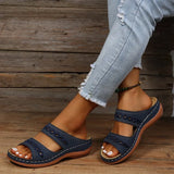 Women Wedge Sandals Premium Orthopedic Open Toe Slippers Vintage Anti-Slip Leather Casual Female Platform Retro Shoes