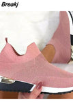 Summer 2023 Trendy Platform Flats Sneakers Socks Shoes Tennis Breathable SlipOn Casual Sports Footwear Ladies