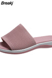 Size Outdoor Slippers Women's 2023 New Summer Rhinestone Mesh Flat Sandals Slippers Soft Bottom Closed Toe Casual