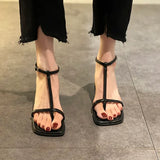 Heel Sandal for Women Med Suit Female Beige Summer Shoes Cross-Shoes High-heeled Medium Black Block Girls 2023 Fashion