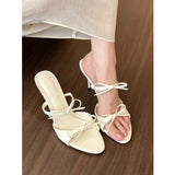 Breakj To Foul! Nude Color With Bows Cool Slippers Women Summer High