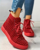 Rivets Shoes Woman Couple Ankle Boots Flat Heel Platform Boots Women Big Size 44 Waterproof Motorcycle Boots Men &