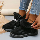 Decor Waterproof Snow Boots for Women 2023 Winter Warm Plush Ankle Booties Female Black Non Slip Cotton Padded Shoes