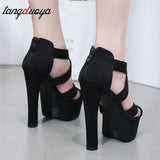 Spring Summer 14cm Fashion Thick With Sandals Fish Mouth High-heeled Shoes Hollow Sandals platform high heels sexy