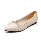 Women Flats 2023 New Large Size 34-49 Shoes Elegant Crystal Elastic Band PU Leather Solid Female Shoes Zapatos De