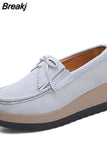 New Autumn Women Roud Toe Sneakers Faux Suede Platform Loafers Slip On Casual Moccasins Ladies Walking Shoes Driving