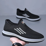Mesh Breathable Loafers Fashion Casual Men's Sneakers Comfortable Walking Shoes Slip-on Thick Bottom Work Shoes 2023