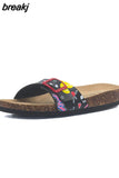 2023 New Fashion Summer Cork Slipper Women Casual Beach Mixed Color Flip Flops Slides