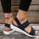 Women's Knit Elastic Cloth Wedge Sandals Slip On Lightweight Walking Sandals Women Plus Size Comfortable Summer Shoes Woman