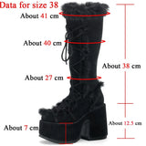 Great Quality 2023 Winter Black Brwon Gothic Chunky Platform Boots Comfy Chunky Heels Platform Keep Warm Shoes