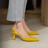 Retro 5cm High-heeled Women's Shoes Sandals Pointed Toe Lattice Side-space High-heeled Shoes New Fashion Single
