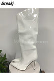 Women's High Boots Gold Silver Pointed Toe Knee-high Boots For Woman Sexy High Heels Party Shoes Ladies Stiletto